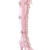 Pleaser USA Flamingo-3028 8inch Thigh High Pleaser Boots - Patent Baby Pink