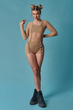 HotCakes Polewear Astrid Romper - Sand/black -Pole Dance Clothing & Shoes Shop 10 tCakes 2299013