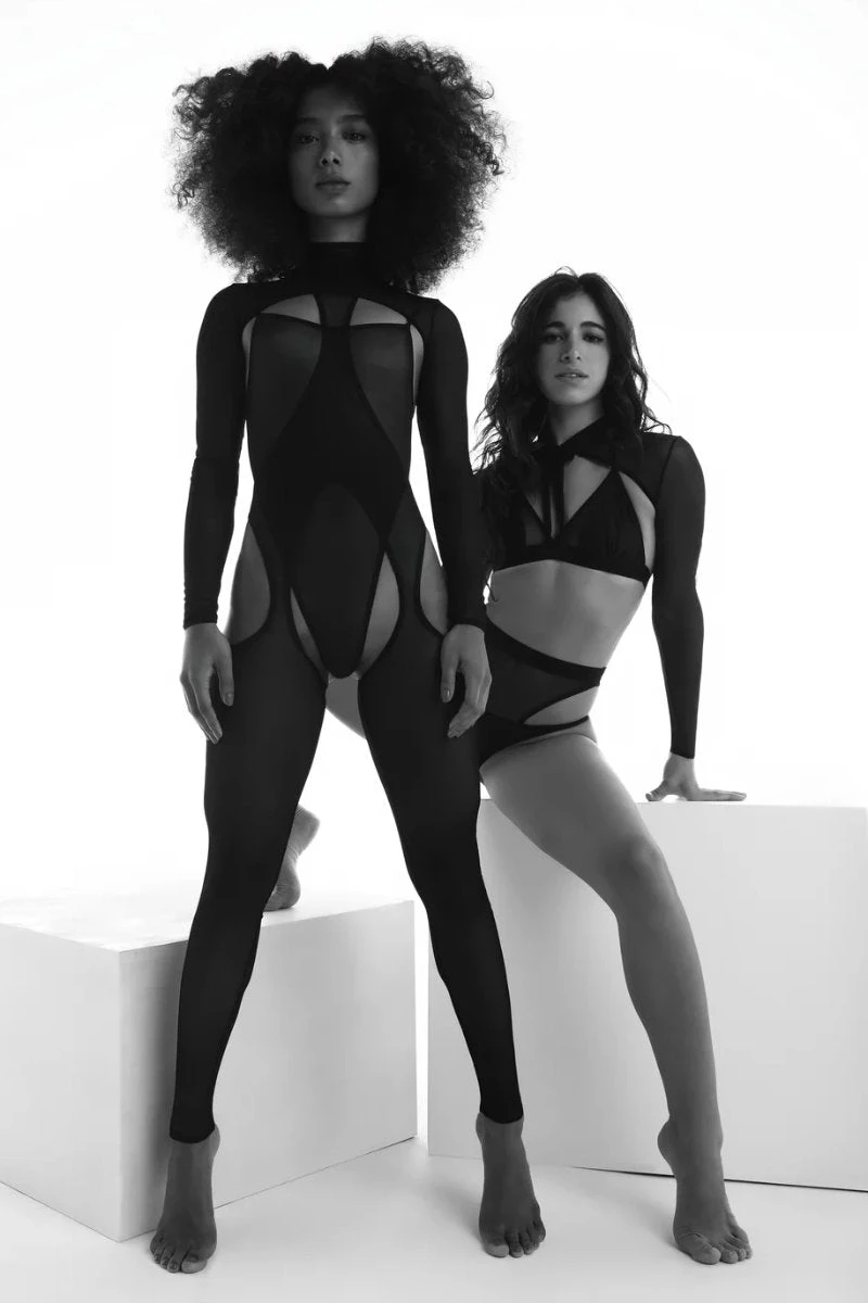 Rolling Long Peek-A-Boo Onesie - Black 3 Rolling Long Peek-A-Boo Onesie - Black - Image 3