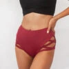 Lunalae High Waist Cross Section Shorts - Wine