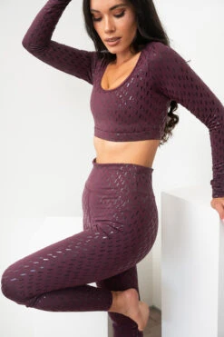 Lunalae Sticky Grip Long Sleeved Top - Recycled Mulberry -Pole Dance Clothing & Shoes Shop 20210209 LunaLae 310