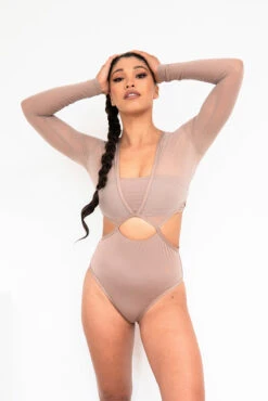 Lunalae Diana Bodysuit - Recycled Mocha -Pole Dance Clothing & Shoes Shop 2021101 LunaLae4615