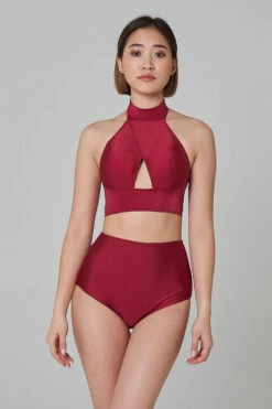 Shark Polewear High Waist Shorts - Wine -Pole Dance Clothing & Shoes Shop 21.12.20 07844