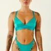 CXIX Aphrodite Bodysuit - Turquoise Satin