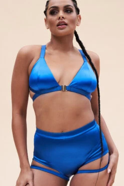 Lunalae Follow Me Bra - Satin Electric Blue -Pole Dance Clothing & Shoes Shop 221011 LunaLae 34 1441