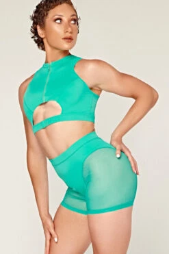 CXIX Dollhaus Mesh Biker Shorts - Aqua -Pole Dance Clothing & Shoes Shop 23 01 03CXIX 12201