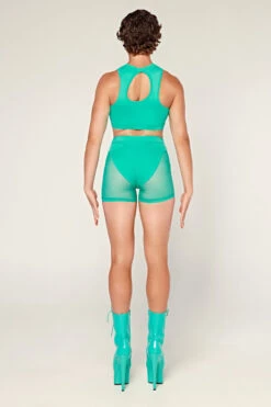 CXIX Dollhaus Mesh Biker Shorts - Aqua -Pole Dance Clothing & Shoes Shop 23 01 03CXIX 12211