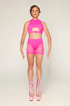 CXIX Dollhaus Mesh Biker Shorts - Barbie Pink -Pole Dance Clothing & Shoes Shop 23 01 03CXIX 12661