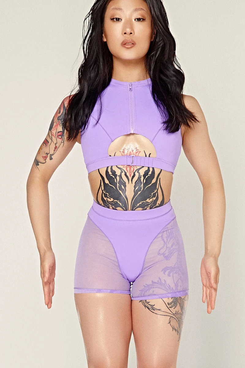 CXIX Dollhaus Mesh Biker Shorts - Purple 1 CXIX Dollhaus Mesh Biker Shorts - Purple