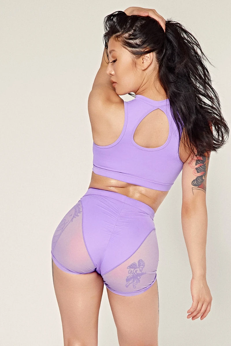CXIX Dollhaus Mesh Biker Shorts - Purple 2 CXIX Dollhaus Mesh Biker Shorts - Purple - Image 2