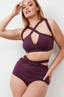 Lunalae Tara High Waisted Bottoms - Recycled Mulberry -Pole Dance Clothing & Shoes Shop 230329 LUNALAE 11 0547