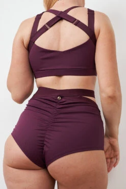 Lunalae Tara High Waisted Bottoms - Recycled Mulberry -Pole Dance Clothing & Shoes Shop 230329 LUNALAE 11 0561