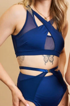 Lunalae Katherine Cross Over Top - Recycled Navy -Pole Dance Clothing & Shoes Shop 230329 LUNALAE 28 1064