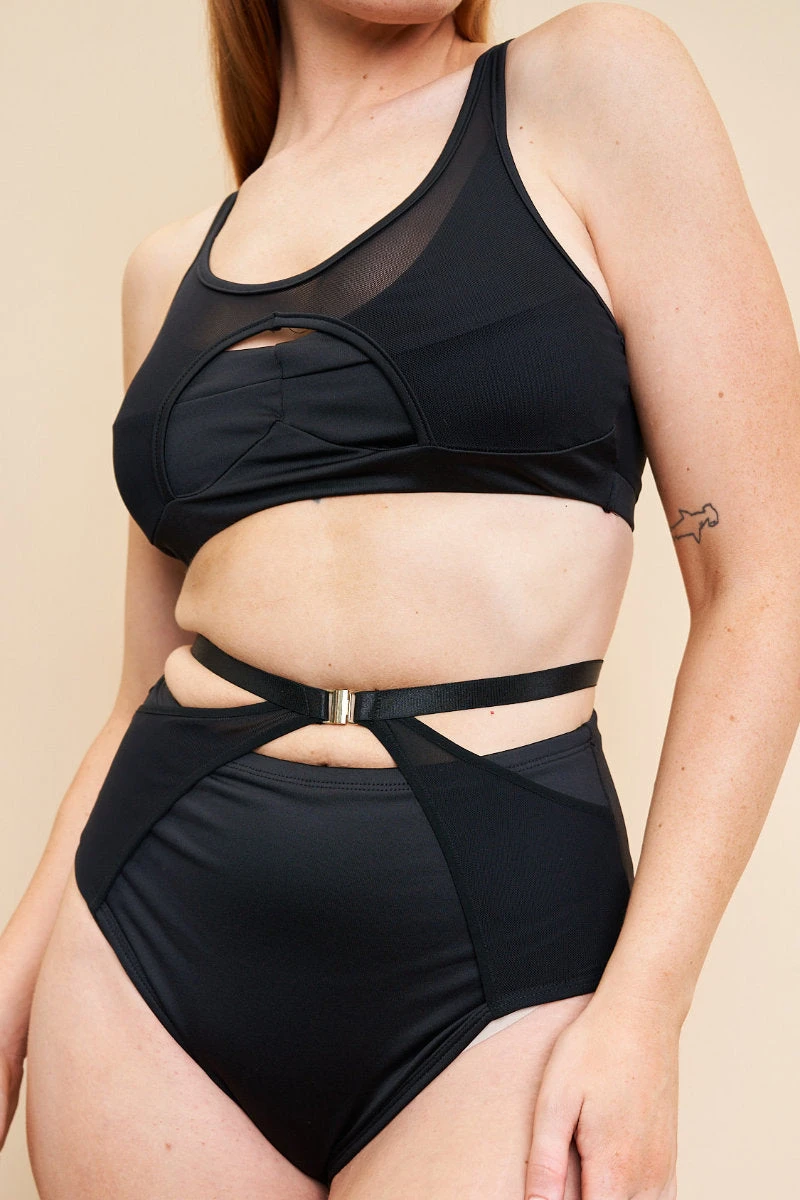Lunalae Loretta Cut Out High Waisted Bottoms - Recycled Black 6 Lunalae Loretta Cut Out High Waisted Bottoms - Recycled Black - Image 6