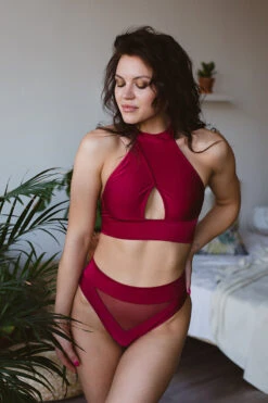 Shark Polewear Mesh Tahiti Shorts - Wine -Pole Dance Clothing & Shoes Shop 4S3A5575