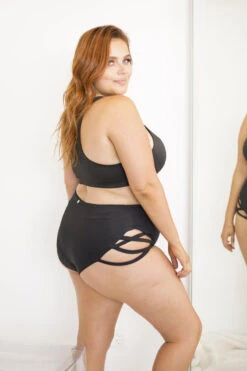 Lunalae High Waist Cross Section Shorts - Black -Pole Dance Clothing & Shoes Shop 6R7A8515