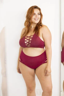 Lunalae High Waist Cross Section Shorts - Wine -Pole Dance Clothing & Shoes Shop 6R7A8595 c6dc5a41 765e 4a45 acf3 f8bab52e1059