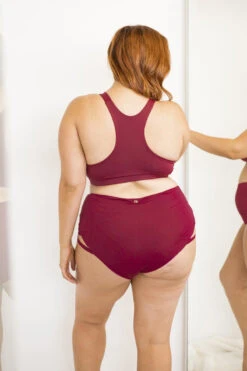 Lunalae High Waist Cross Section Shorts - Wine -Pole Dance Clothing & Shoes Shop 6R7A8609