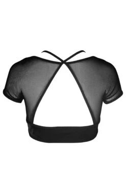 Hamade Activewear Mesh Hollow Front Crop Top - Black -Pole Dance Clothing & Shoes Shop AW04 2