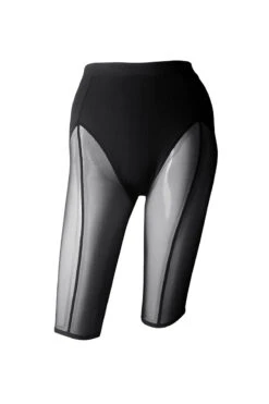 Hamade Activewear Mesh Garter Style Cycling Shorts - Black -Pole Dance Clothing & Shoes Shop AW07