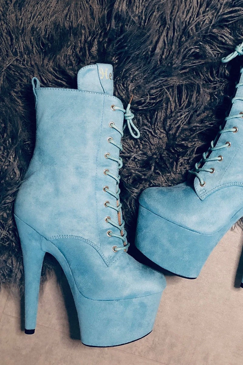 Hella Heels BabyDoll 7inch Boots - Baby Blue 2 Hella Heels BabyDoll 7inch Boots - Baby Blue - Image 2