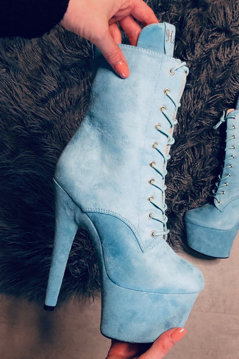 Hella Heels BabyDoll 7inch Boots - Baby Blue 1 Hella Heels BabyDoll 7inch Boots - Baby Blue