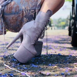 Hella Heels BabyDoll 8inch Boots - Lilac Mink 13 Hella Heels BabyDoll 8inch Boots - Lilac Mink -Pole Dance Clothing & Shoes Shop BD Dark Mink 8 inch 2