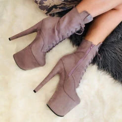 Hella Heels BabyDoll 8inch Boots - Lilac Mink 15 Hella Heels BabyDoll 8inch Boots - Lilac Mink -Pole Dance Clothing & Shoes Shop BD Dark Mink 8 inch 7