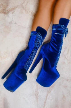 Hella Heels BabyDoll Velvet 8inch Boots - King Pin