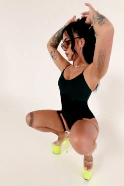 CXIX Baddies Garter Bodysuit - Onyx -Pole Dance Clothing & Shoes Shop BaddiesGarterBodysuitBlackWideAngle3