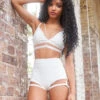 Lunalae Lure You High Waisted Garter Shorts - White