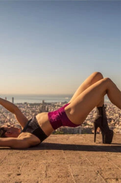 Dragonfly Betty High-Waisted Shorts - Velvet Ruby -Pole Dance Clothing & Shoes Shop Bety ruby