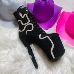 Hella Heels Snake In My Boot 8inch Boots - Black -Pole Dance Clothing & Shoes Shop Black 1