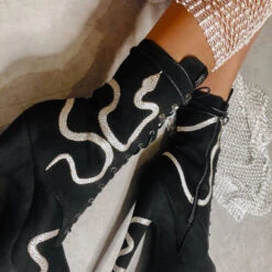 Hella Heels Snake In My Boot 8inch Boots - Black -Pole Dance Clothing & Shoes Shop Black 10