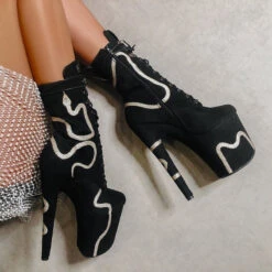 Hella Heels Snake In My Boot 8inch Boots - Black -Pole Dance Clothing & Shoes Shop Black 11