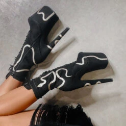 Hella Heels Snake In My Boot 8inch Boots - Black -Pole Dance Clothing & Shoes Shop Black 12