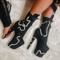 Hella Heels Snake In My Boot 8inch Boots - Black -Pole Dance Clothing & Shoes Shop Black 2