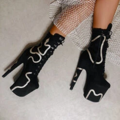 Hella Heels Snake In My Boot 8inch Boots - Black -Pole Dance Clothing & Shoes Shop Black 9