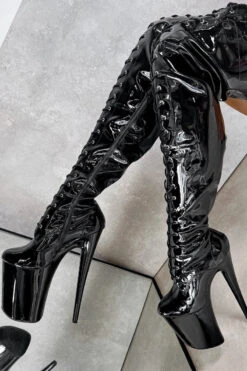 Hella Heels LipKit Thigh High Front Lace 9inch Boots - Black Beatle 7 Hella Heels LipKit Thigh High Front Lace 9inch Boots - Black Beatle -Pole Dance Clothing & Shoes Shop BlackBeatleThighHighFrontLace 9INCH3