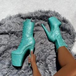 Hella Heels The Glitterati 8inch Boots - Baby Blues 8 Hella Heels The Glitterati 8inch Boots - Baby Blues -Pole Dance Clothing & Shoes Shop Bluebabybluesglitter8inchpoledancehighboot