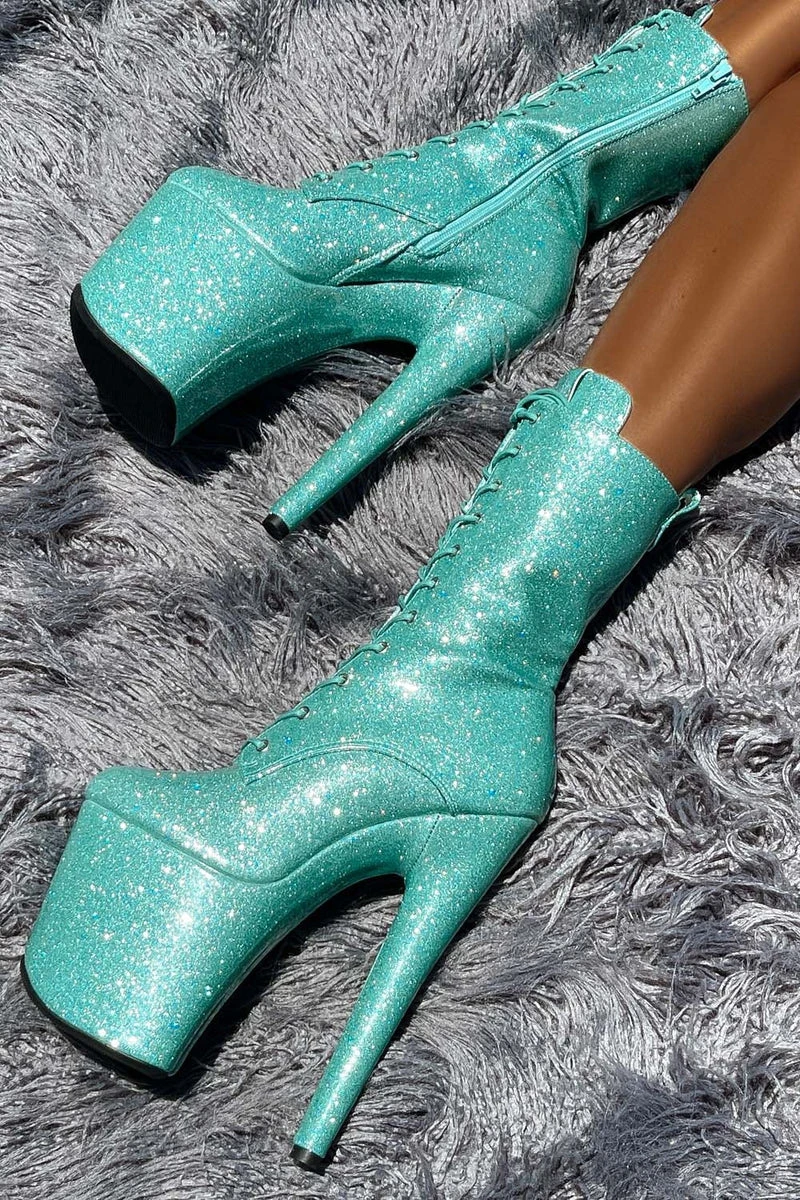 Hella Heels The Glitterati 8inch Boots - Baby Blues 1 Hella Heels The Glitterati 8inch Boots - Baby Blues