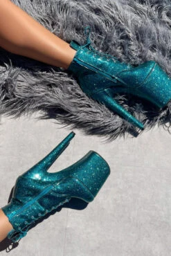 Hella Heels The Glitterati 8inch Ankle Boots - Ocean Eyes -Pole Dance Clothing & Shoes Shop Blueoceaneyesglitter8inchpoledanceankleboot 1