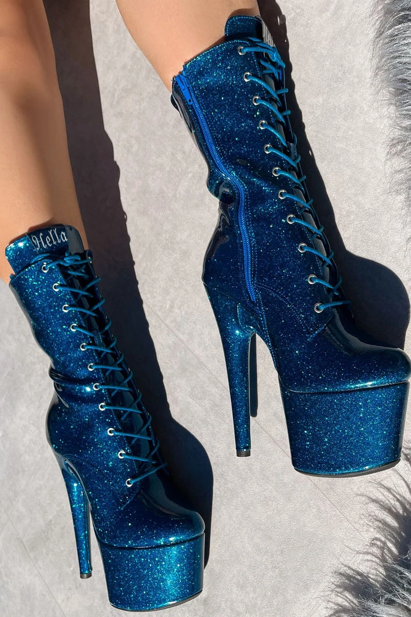 Hella Heels The Glitterati 7inch Boots - Skinny Dippin' 1 Hella Heels The Glitterati 7inch Boots - Skinny Dippin'