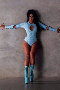 CXIX 119 Plunge Bodysuit - Blue 13 CXIX 119 Plunge Bodysuit - Blue -Pole Dance Clothing & Shoes Shop Bodysuit CXIX 119 Streetwear Pole