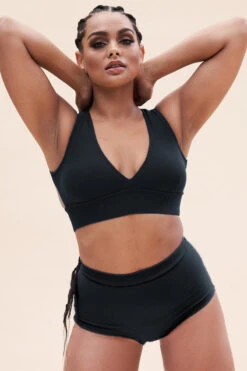 Lunalae Courtney V Neck Top - Recycled Black -Pole Dance Clothing & Shoes Shop Copyof1255TP 1012 1