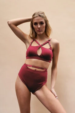 Lunalae Hannah High Waist Bottoms - Recycled Burgundy 7 Lunalae Hannah High Waist Bottoms - Recycled Burgundy -Pole Dance Clothing & Shoes Shop Copyof220701 LunaLae 18 0818copy