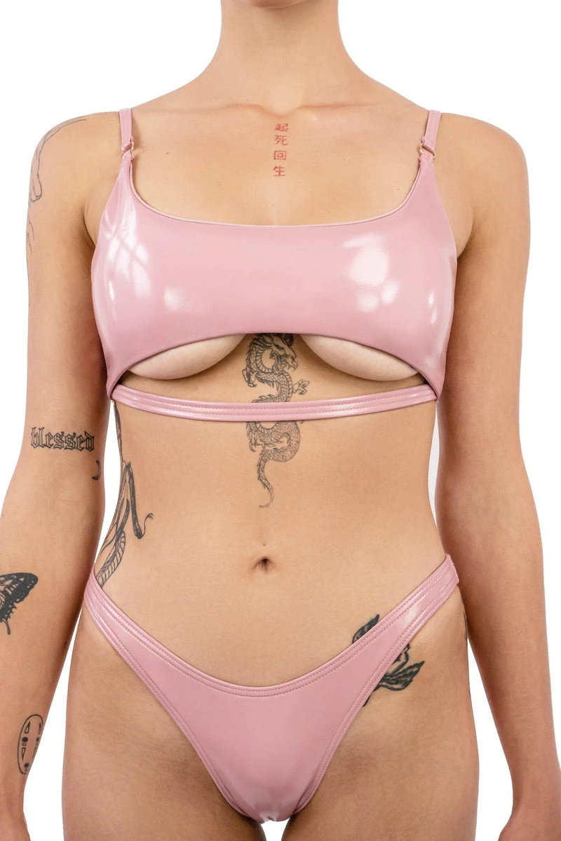 Naughty Thoughts Sinner Vinyl Underboob Top - Pink 1 Naughty Thoughts Sinner Vinyl Underboob Top - Pink