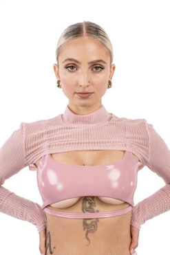 Naughty Thoughts XXX Rated See Through Shrug - Pink -Pole Dance Clothing & Shoes Shop DL 08978