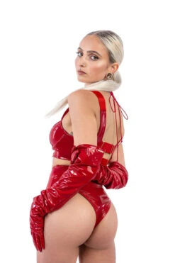 Naughty Thoughts Sinner Vinyl High Waist Shorts - Red -Pole Dance Clothing & Shoes Shop DL 09487copy