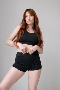 Pole Addict Kopia Basic High Waisted Shorts - Black -Pole Dance Clothing & Shoes Shop DSC 4324